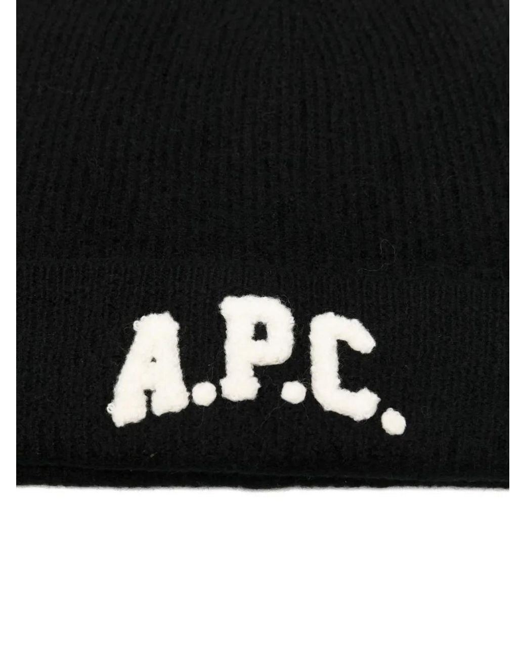 A.P.C. Black Logo-Appliqué Beanie