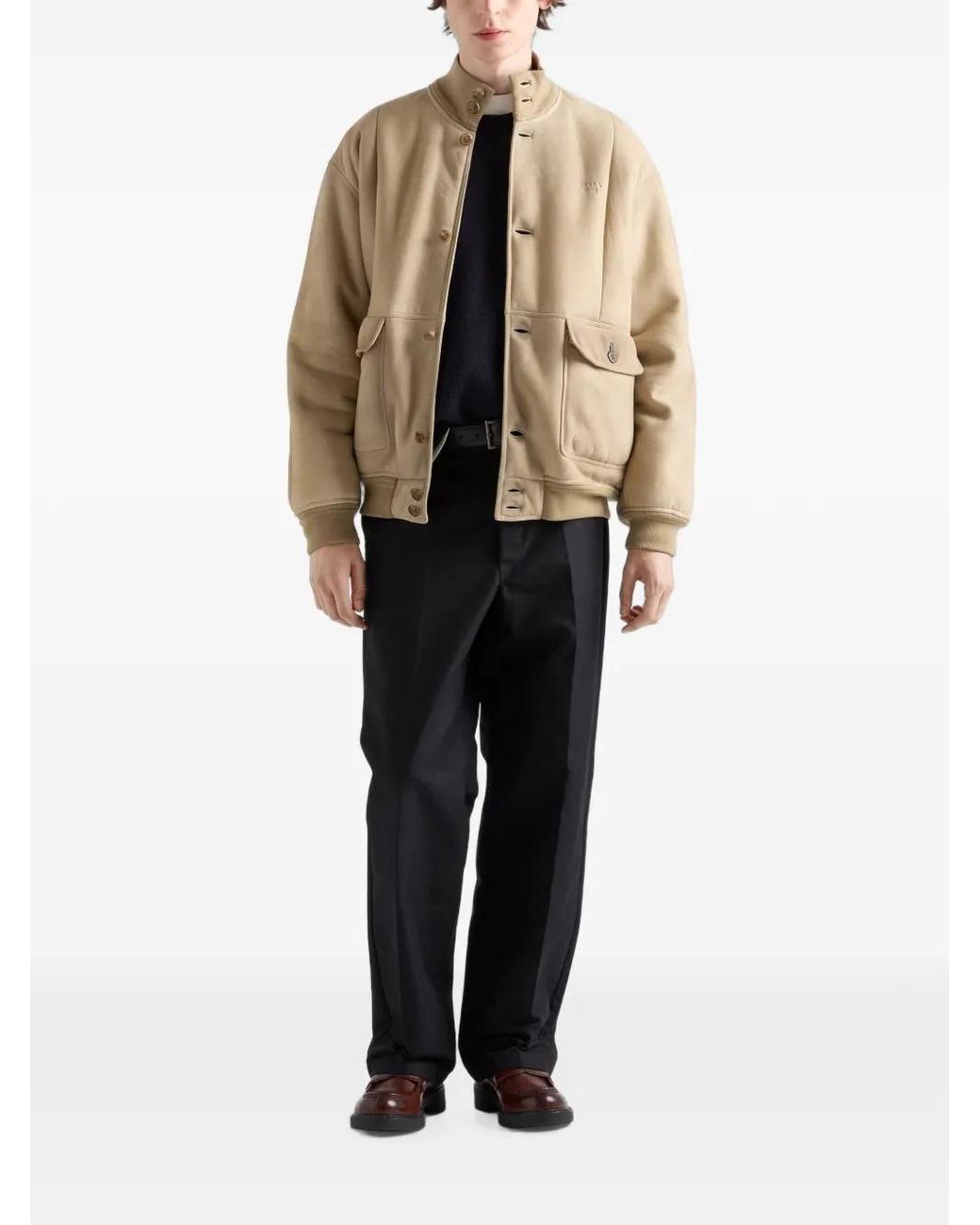 Prada Natural Shearling Bomber Jacket for men