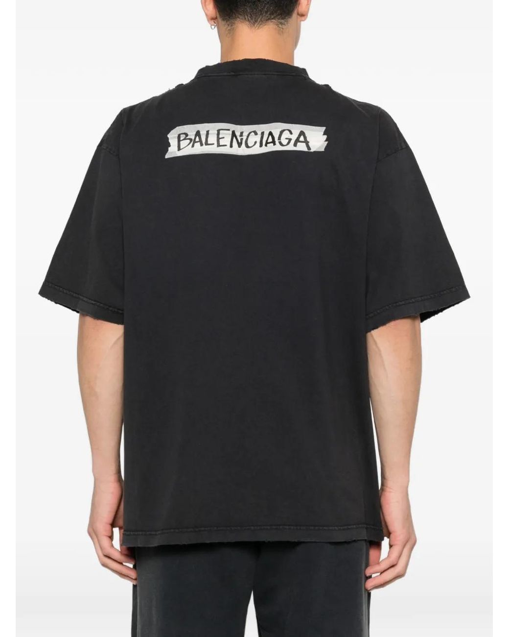 Balenciaga Black Masking Tape Medium Fit T-Shirt for men