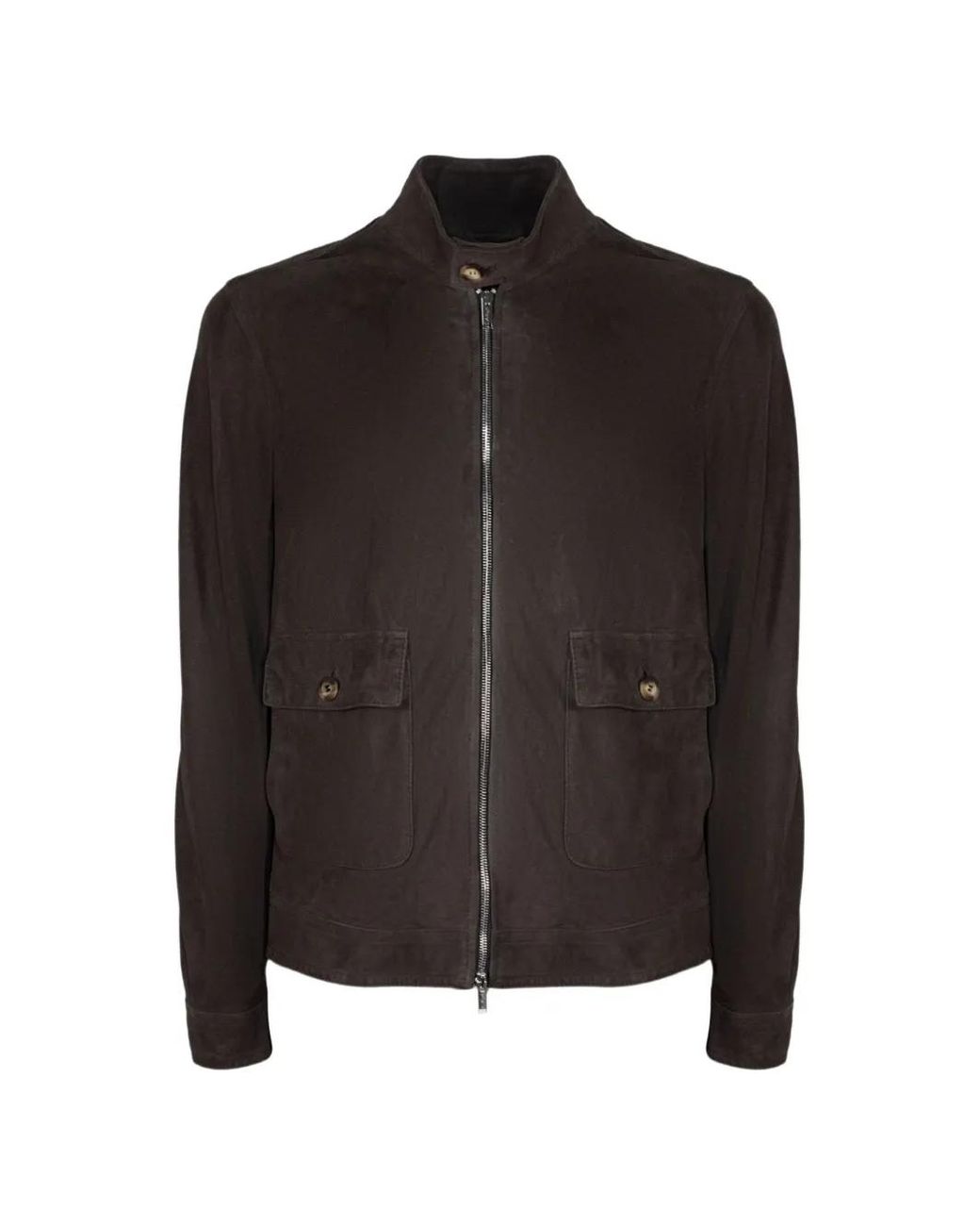 Volfagli Black Plutone High-Collar Suede Jacket for men