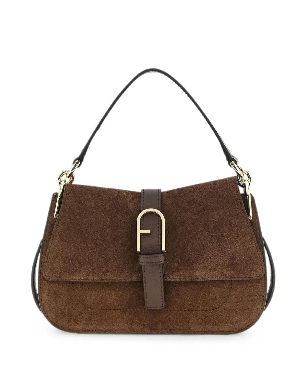 Furla Brown Flow Arco Buckle Tote Bag