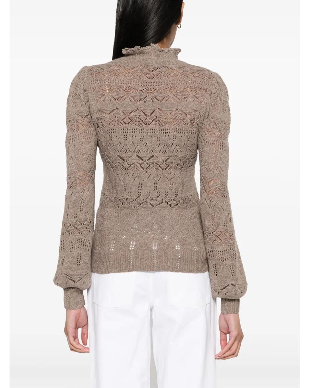 Polo Ralph Lauren Brown Pointelle-Knit Long-Sleeved Jumper
