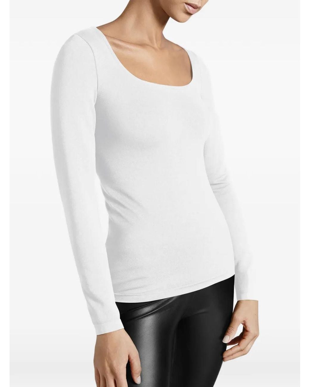 Wolford White Circular-Knit Long-Sleeve Top