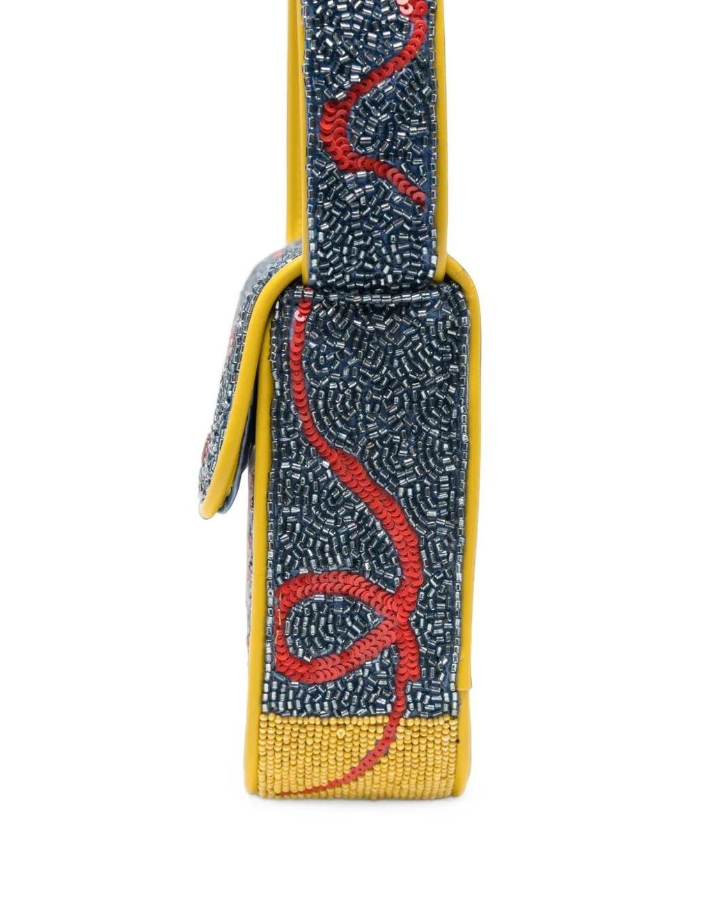 Staud White Tommy Hotline Bead-Embellished Shoulder Bag