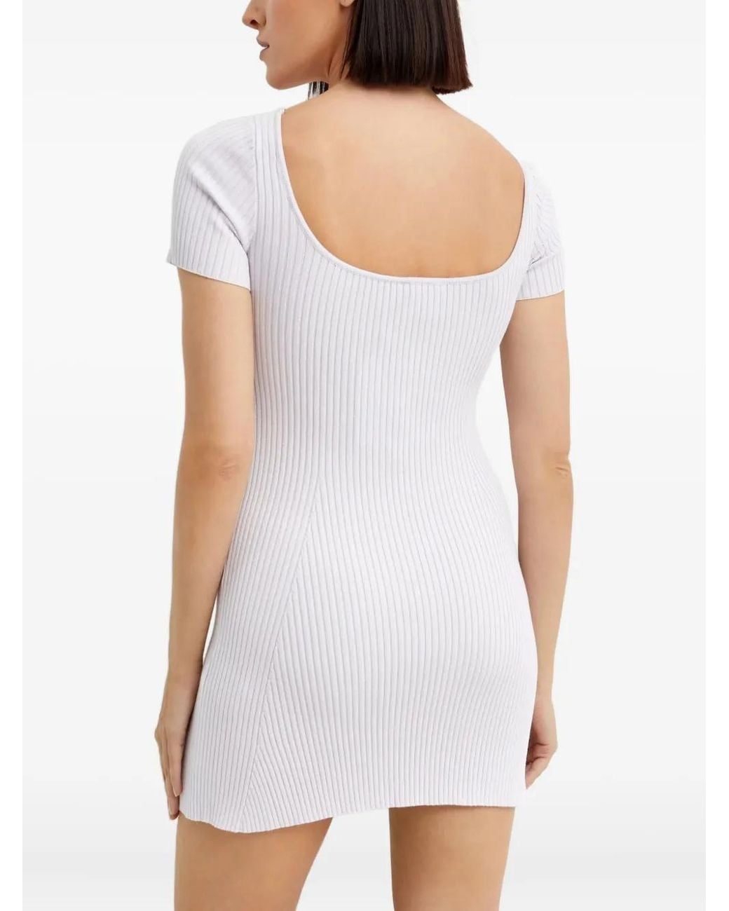 Courreges White Hyperbole Embroidered Ribbed Mini Dress