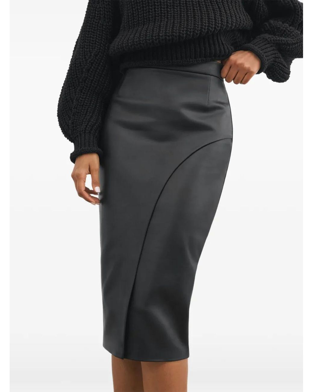 MARCELLA Black Nyssa Slit Midi Skirt