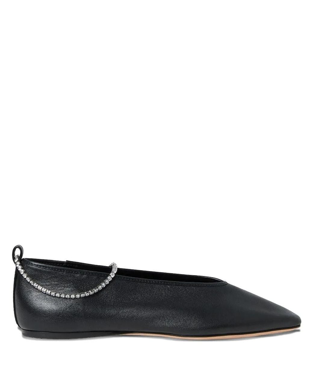 Loeffler Randall Black Emery Crystal-Strap Ballet Flats