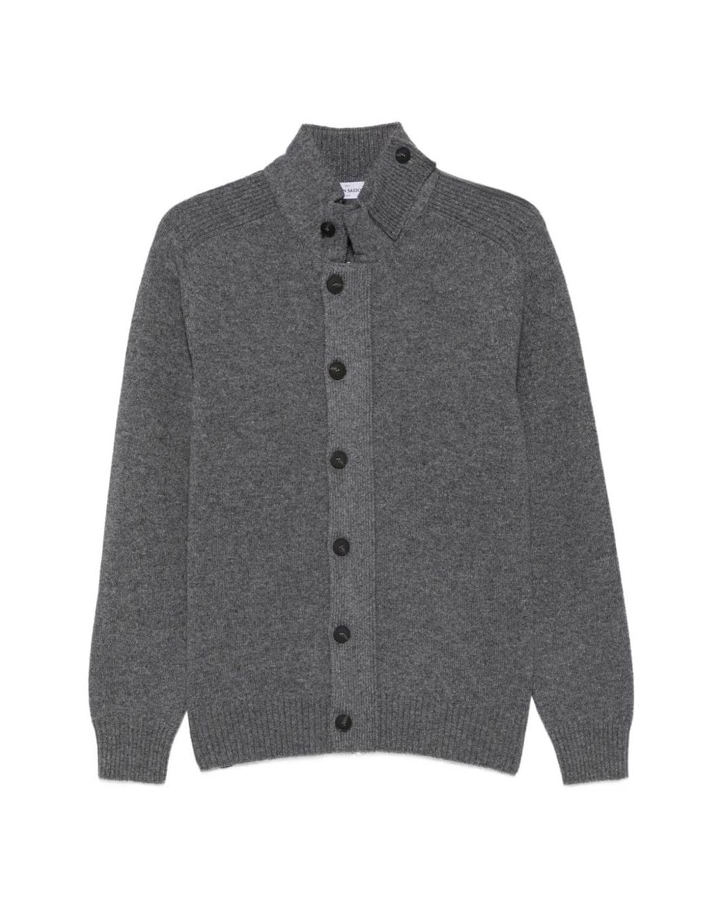 Gran Sasso Gray Button-Up High-Neck Cardigan for men