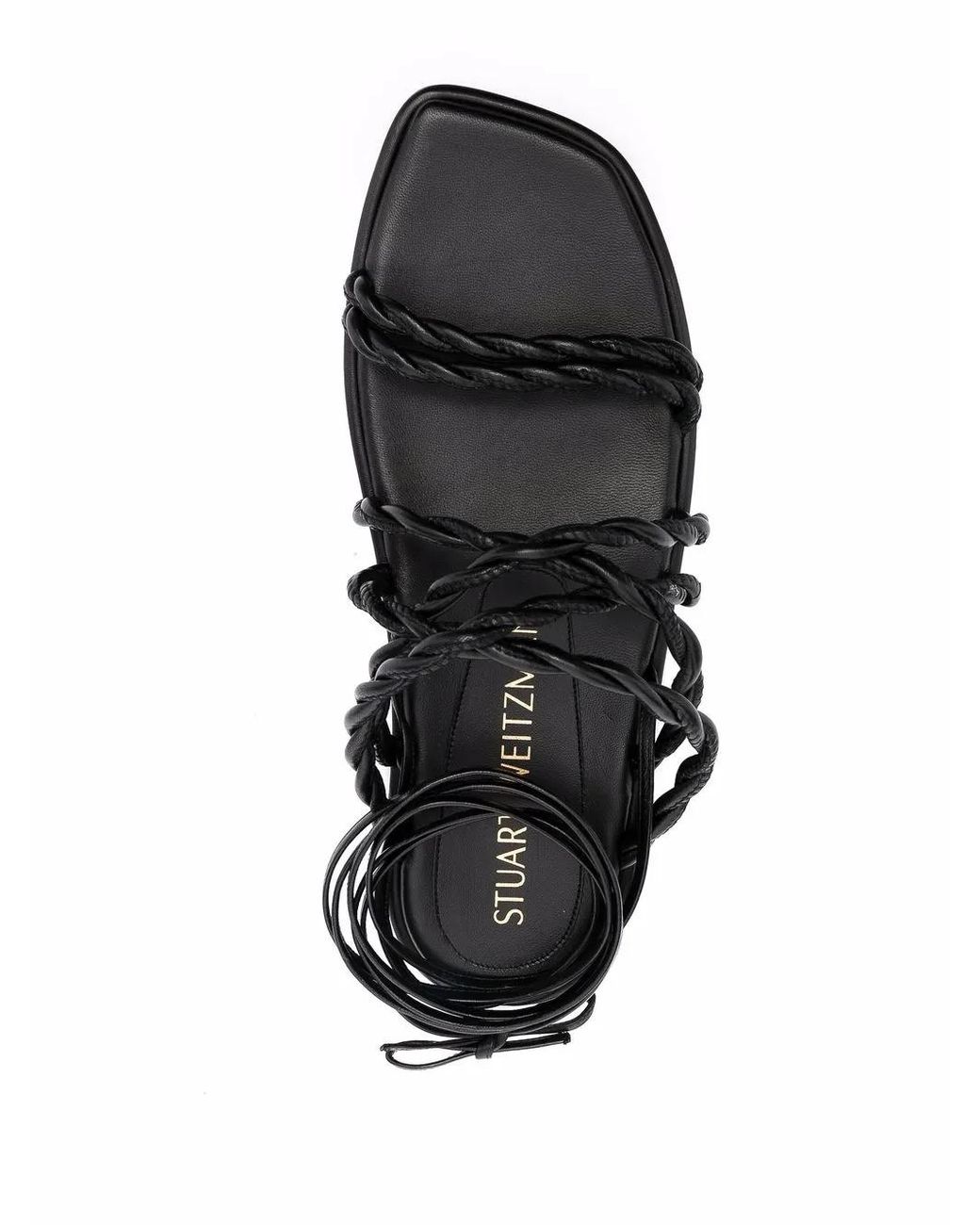 Stuart Weitzman Black Calypso Flat Sandals