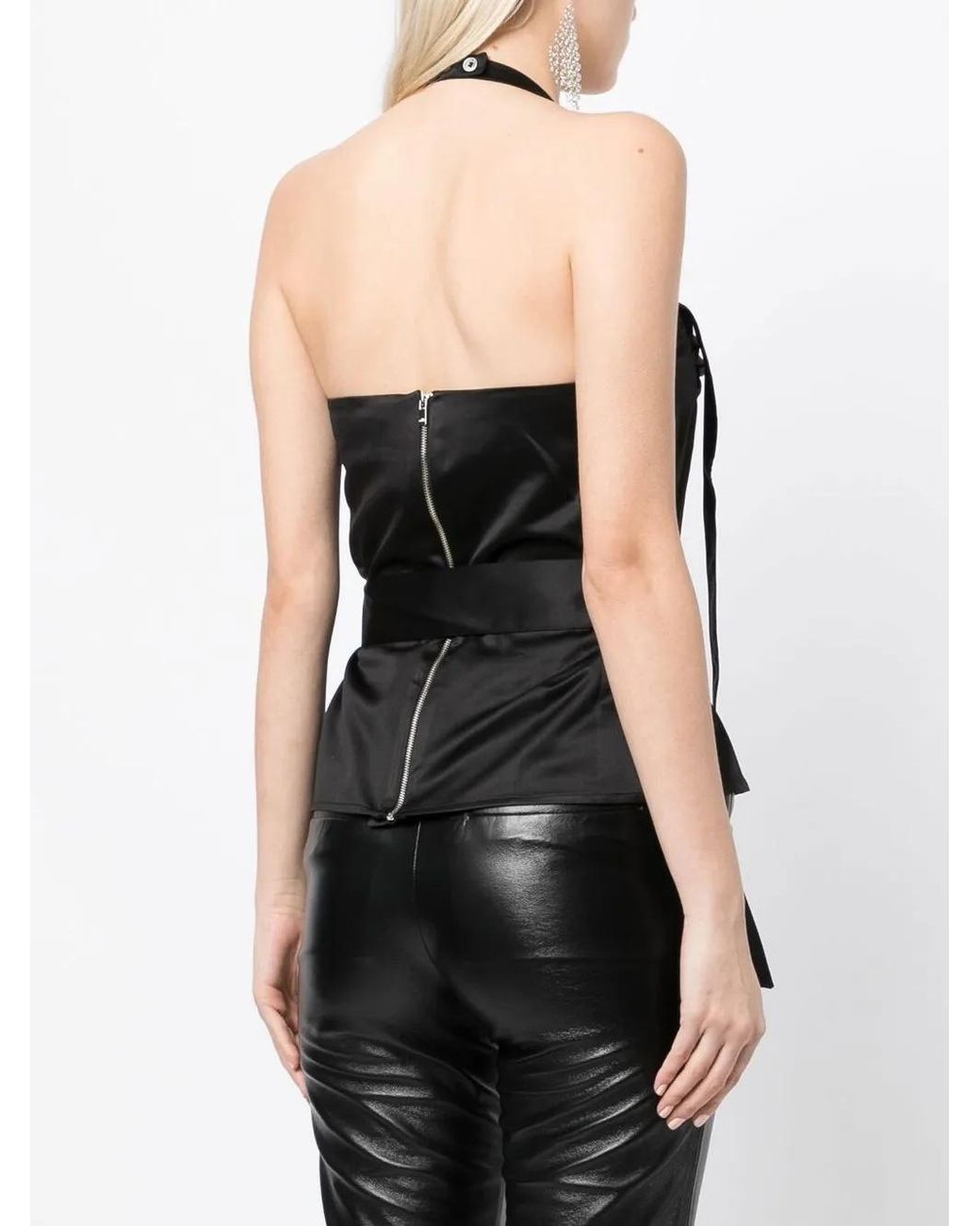 ROKH Black Bustier-Detail Halterneck Top