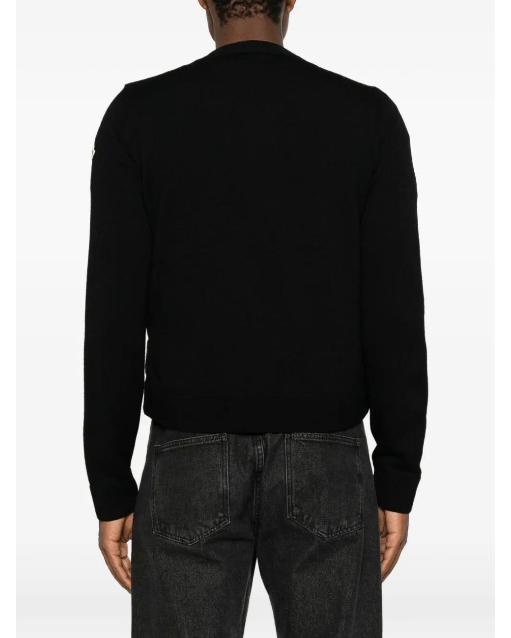 Moncler Black Veste Matelassée À Patch Logo