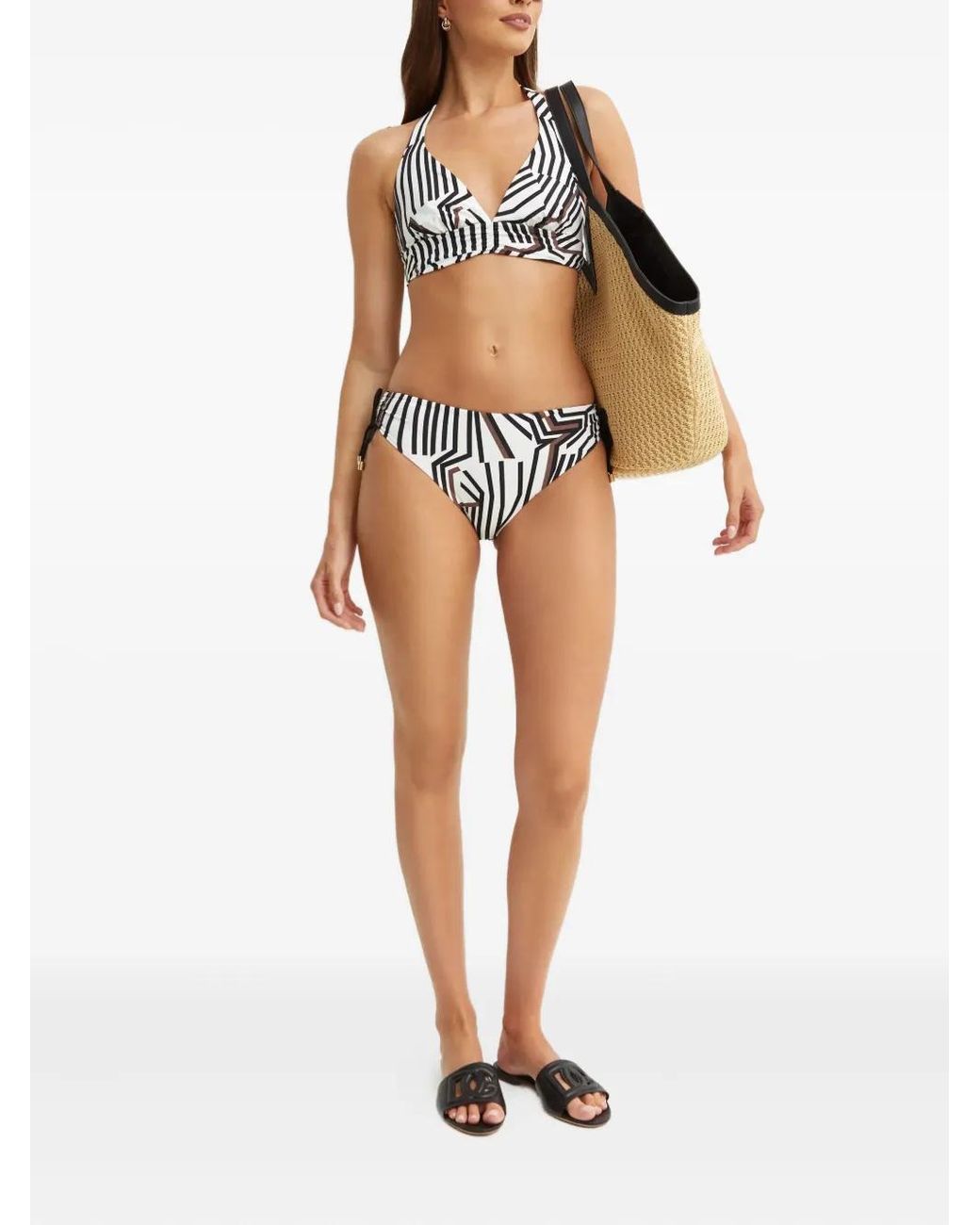 Max Mara White Sibilla Striped Bikini Bottoms
