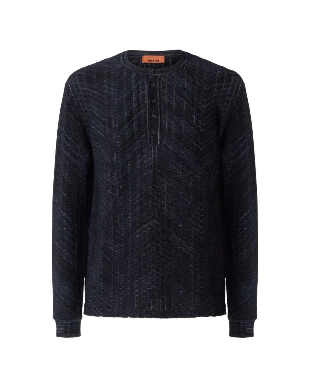 Missoni Blue Long-Sleeve Viscose And Cotton Henley Shirt for men