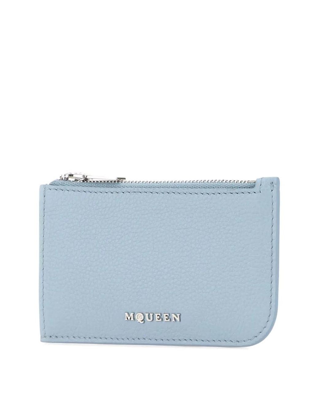 McQueen Blue Leather Cardholder for men