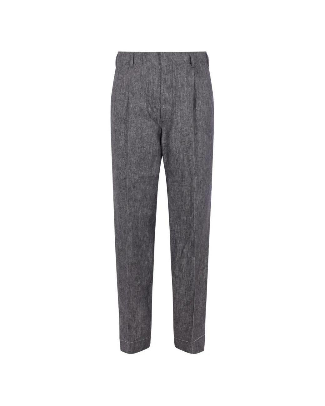 Brunello Cucinelli Gray Single-breasted Linen Suit for men