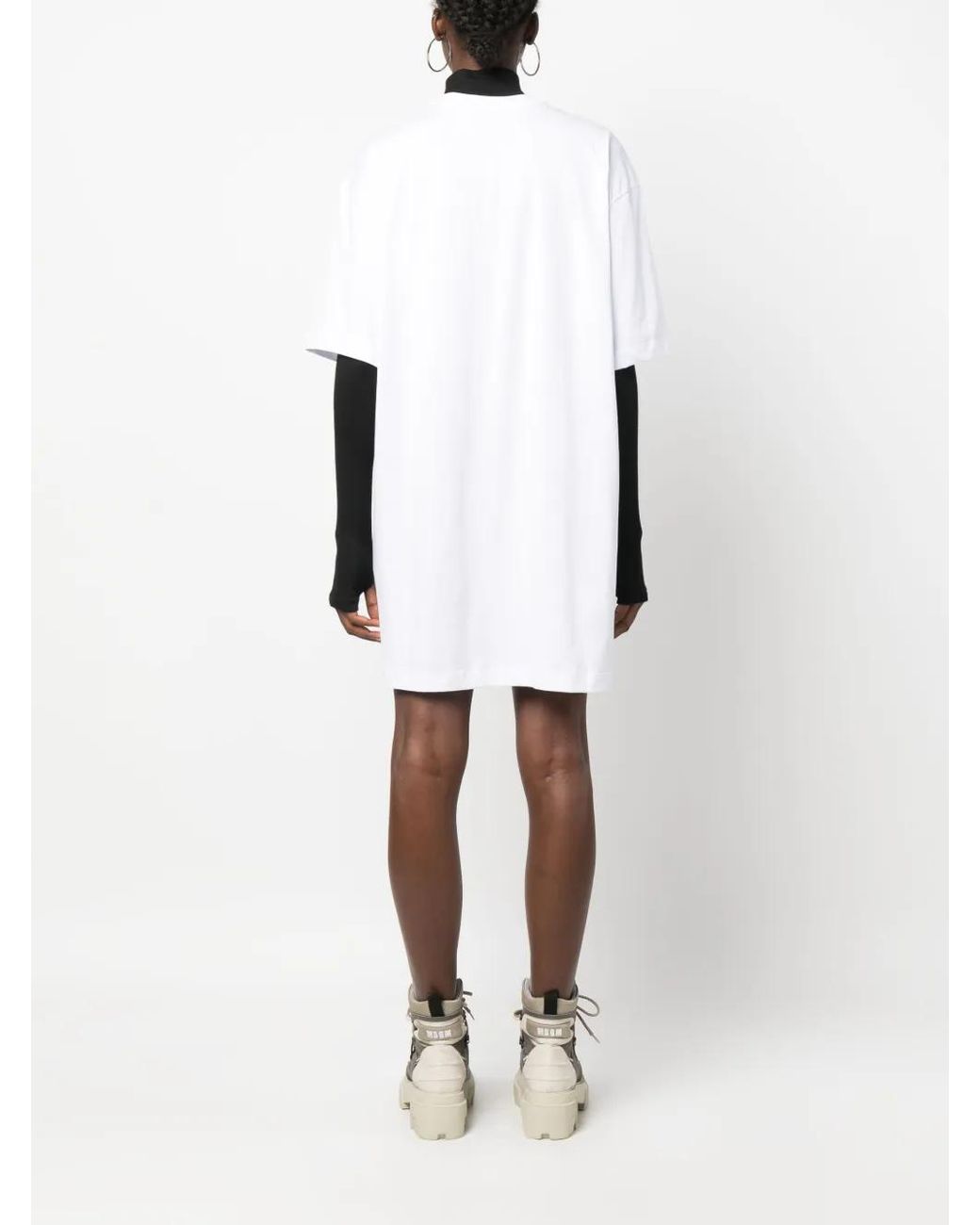 MSGM White Abito Con Logo