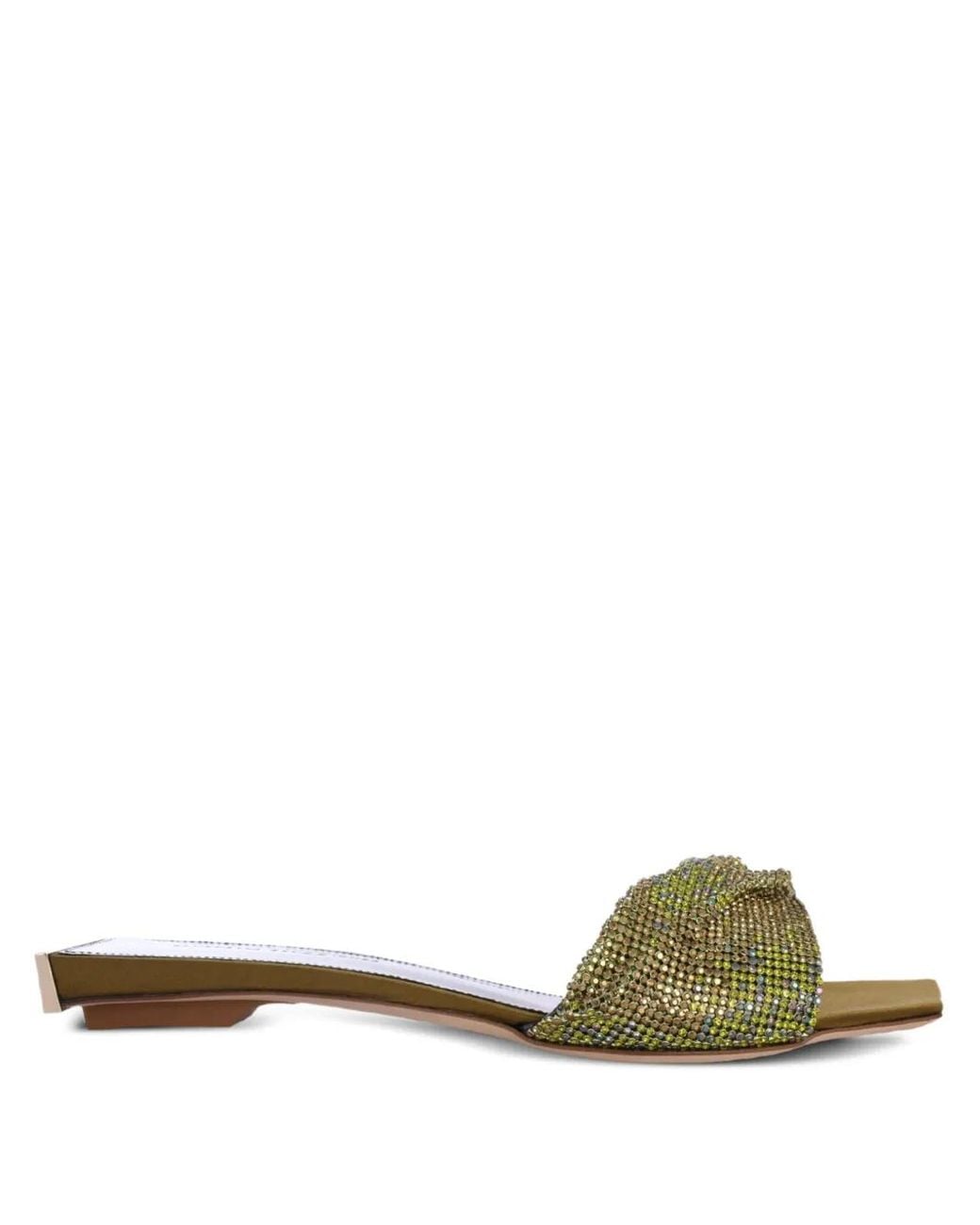Benedetta Bruzziches Green Golrarda Embellished Square-Toe Slides