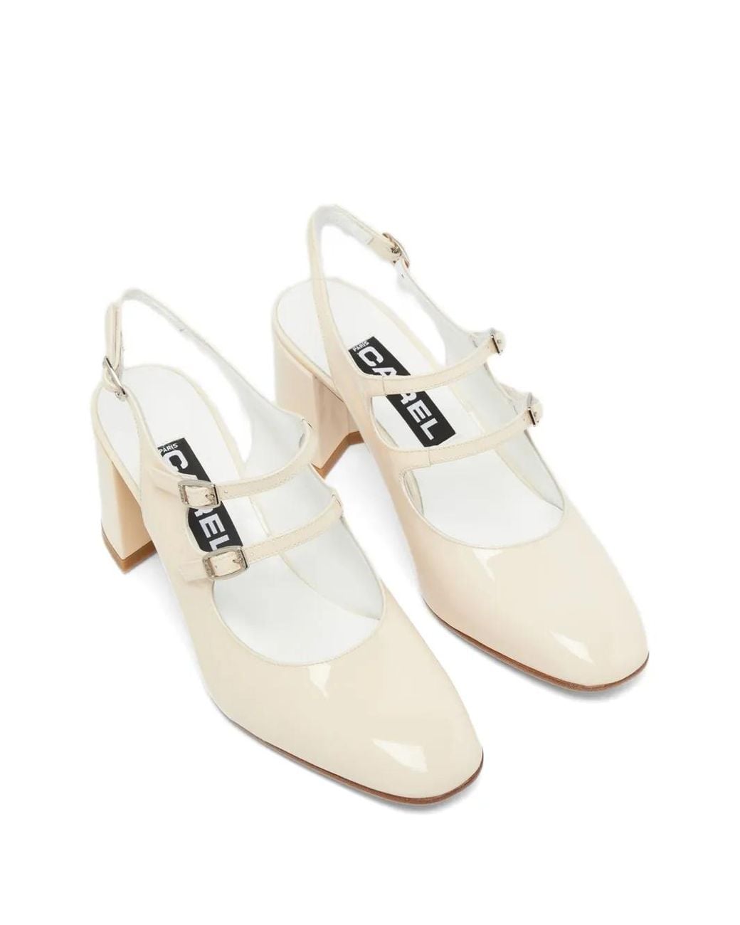 CAREL PARIS White Banana Patent Calf-Leather Slingback Pumps