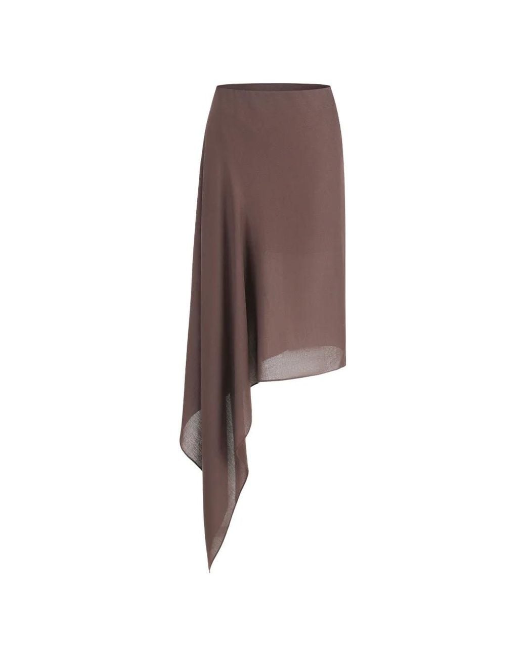 Oude Waag Brown Asymmetric Draped Midi Skirt