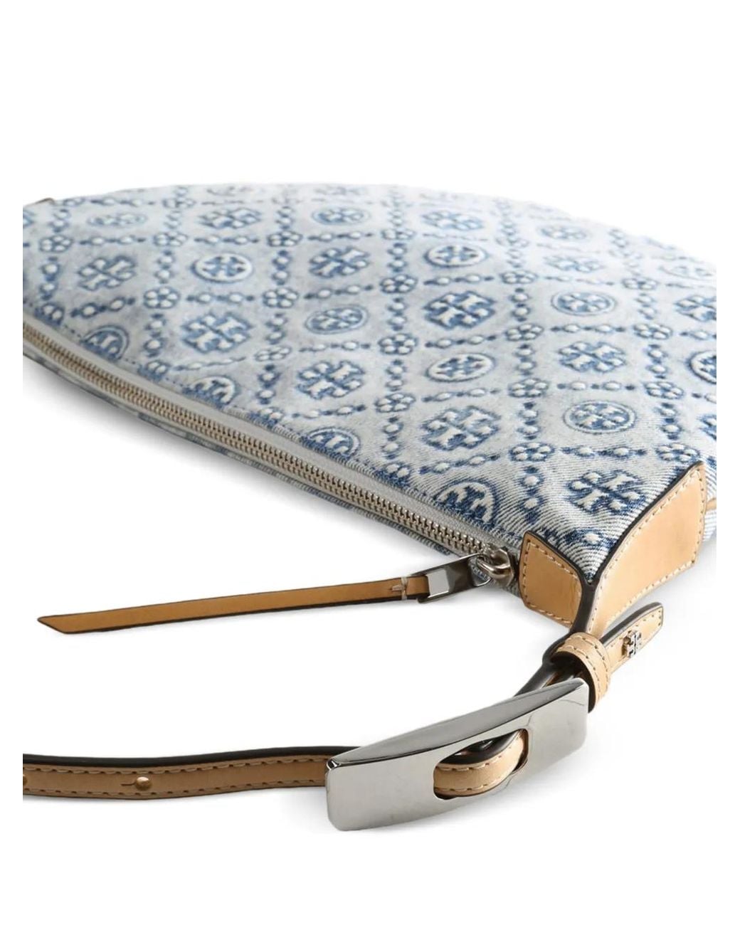 Tory Burch Blue T-Monogram Denim Small Balloon Bag