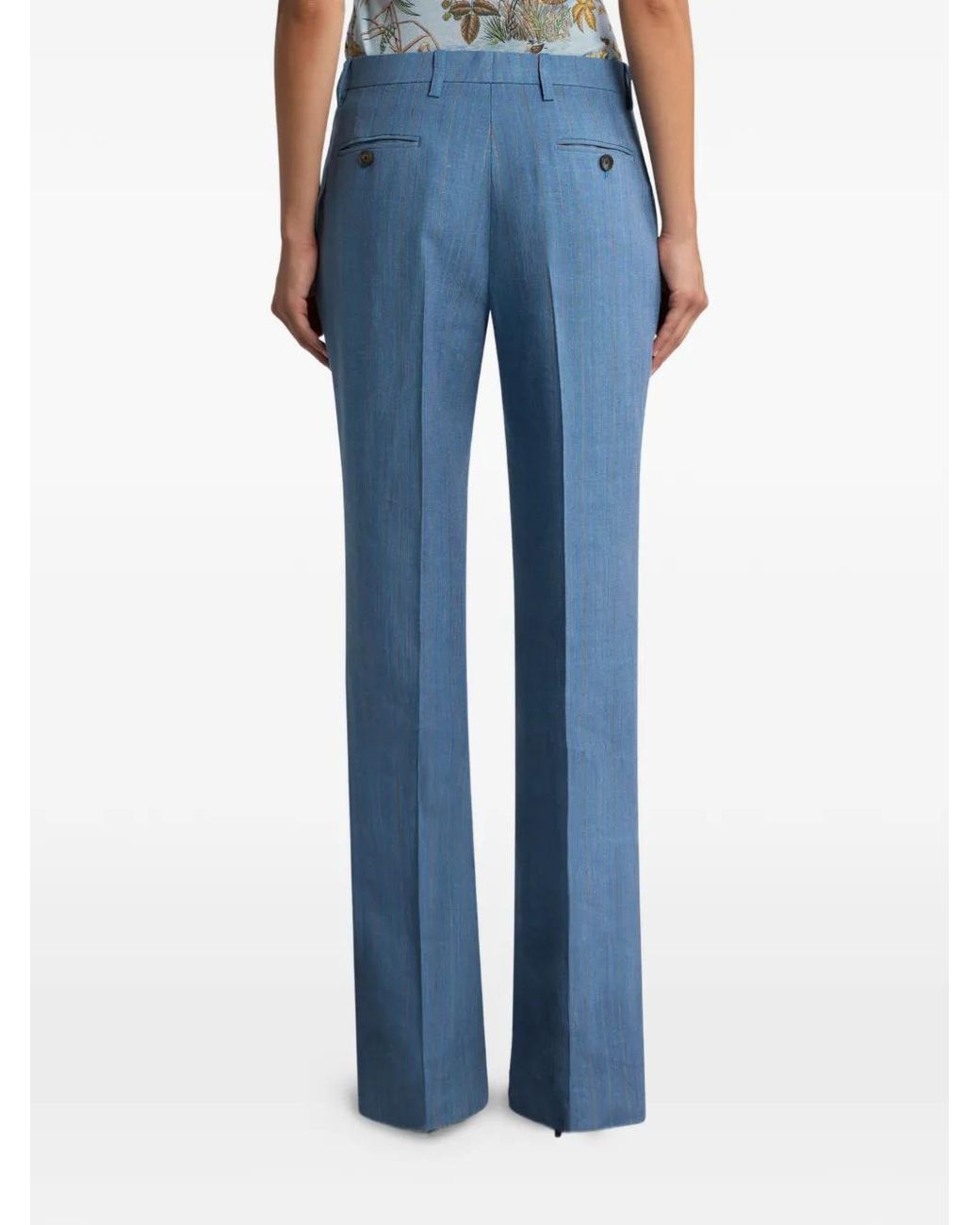 Etro Blue Striped Straight Leg Trousers