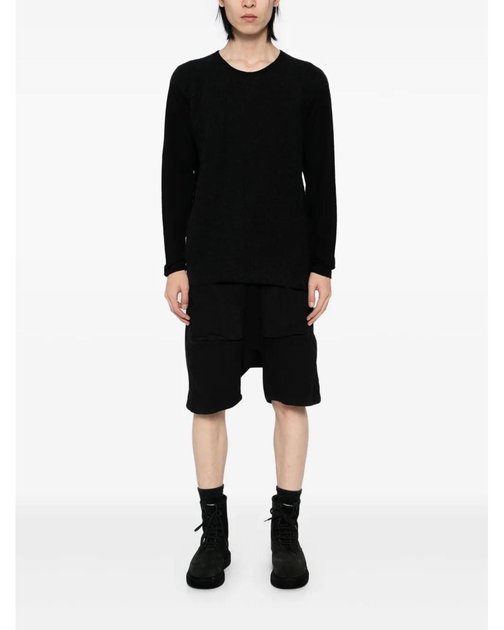 Label Under Construction Black Crew-Neck Jumper for men