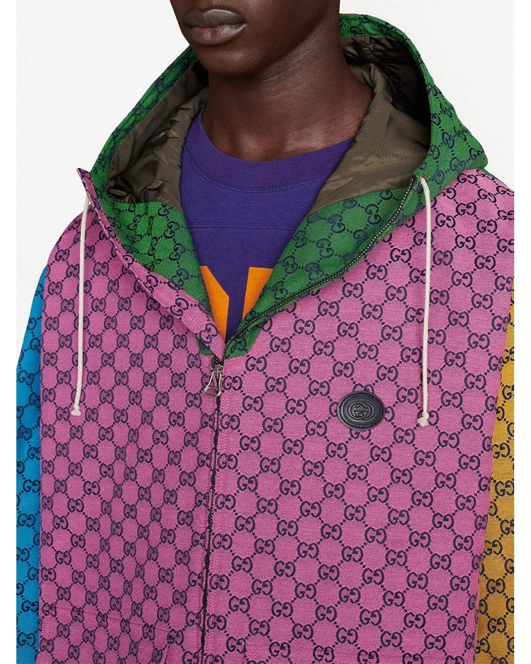 Gucci GG Multicolor Canvas Hooded Jacket for Men | Lyst