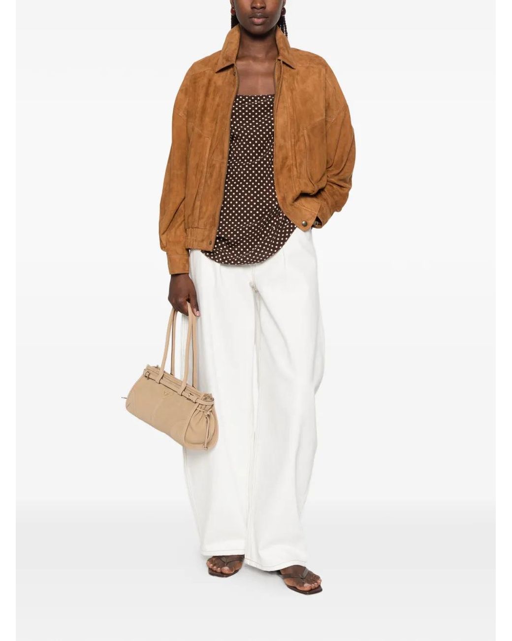 Arma Brown Frederica Suede Bomber Jacket