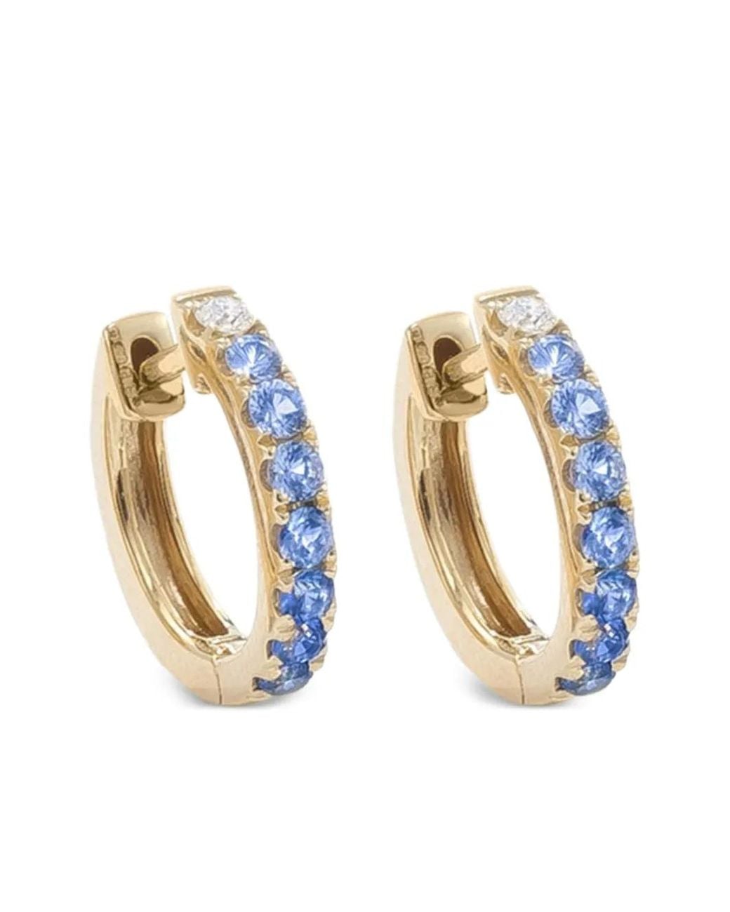 Robinson Pelham Metallic 14K Sapphire And Diamond Hoop Earrings