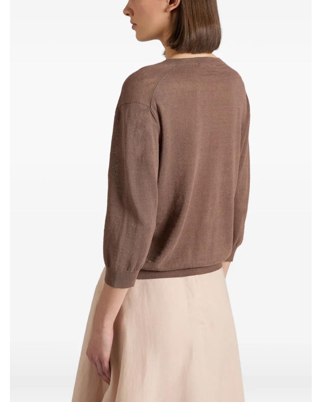 Slowear Brown V-Neck Regular-Fit T-Shirt
