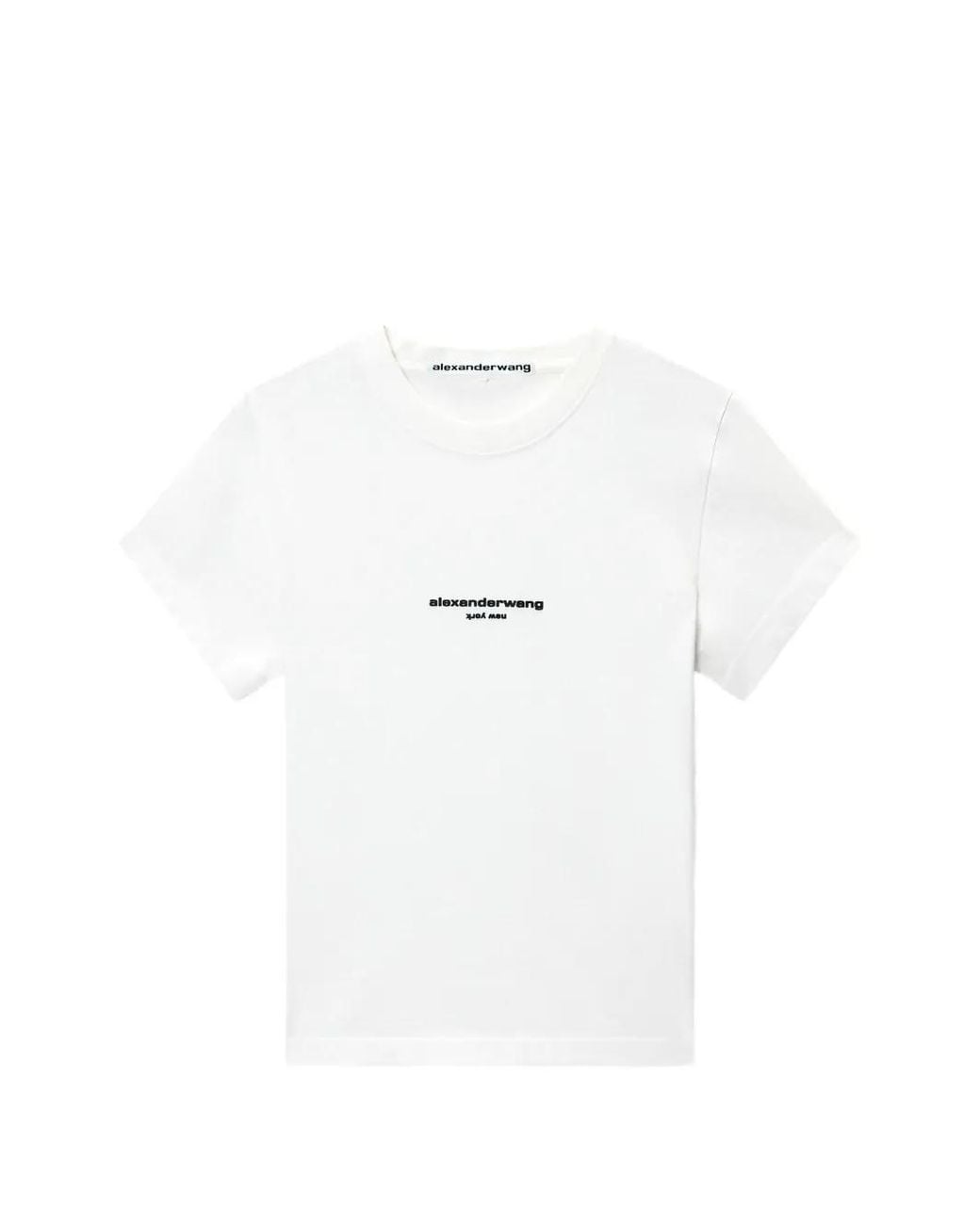 Alexander Wang White T-Shirt En Coton À Logo Imprimé