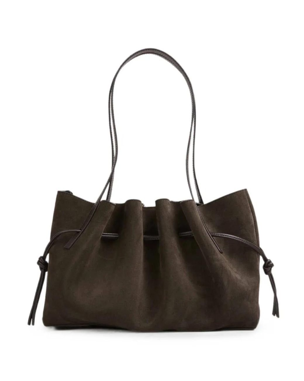 Yuzefi Black Scallop Suede Shoulder Bag