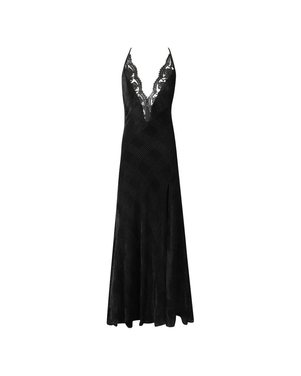 ERMANNO FIRENZE Black Lace-Trim Maxi Dress