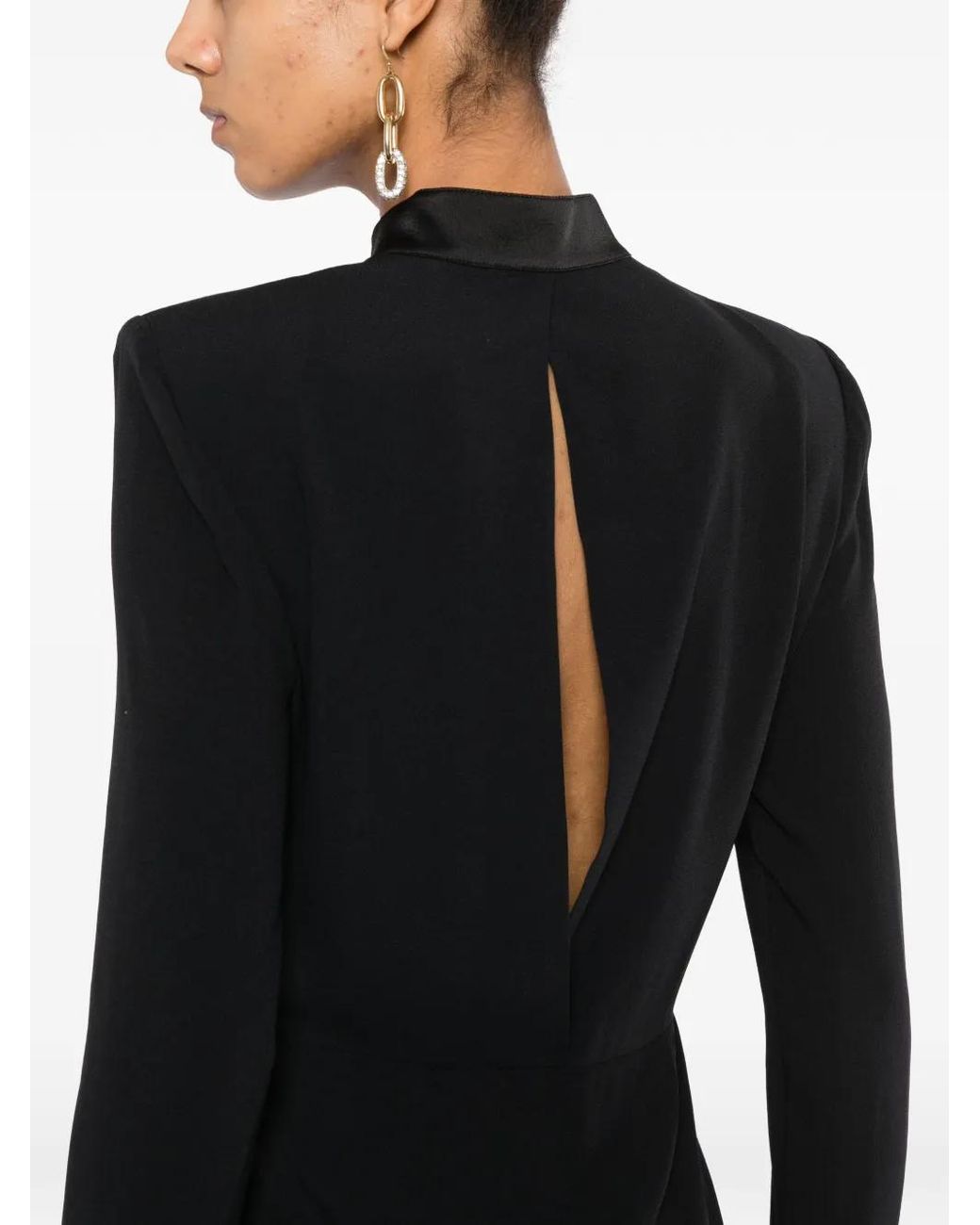 Tom Ford Black Satin-Panelled High-Neck Dress