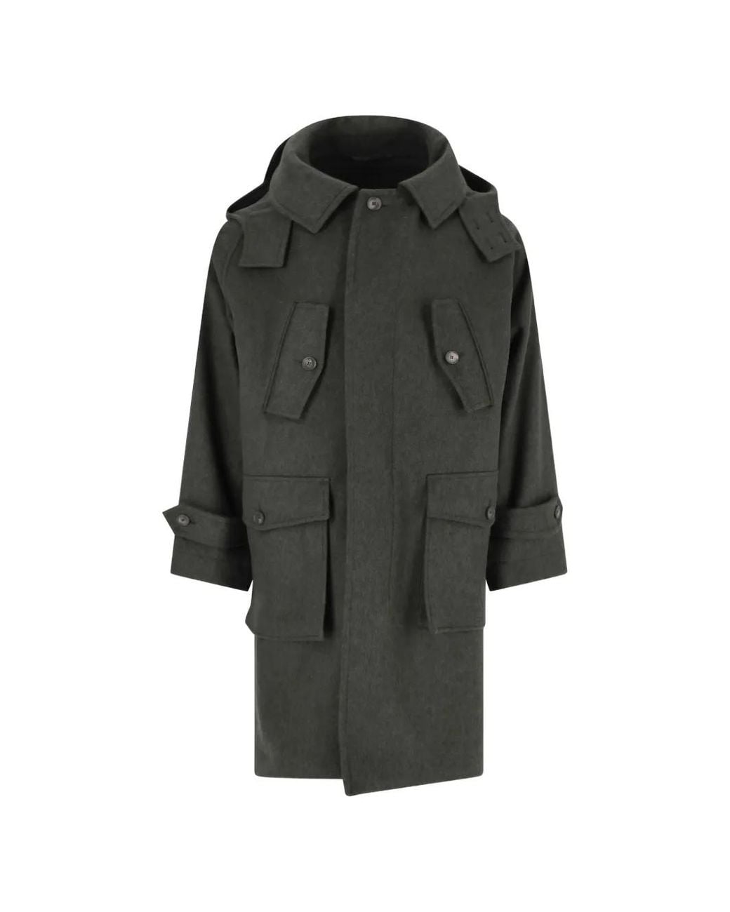 Caruso Gray Hooded Wool Jacket for men
