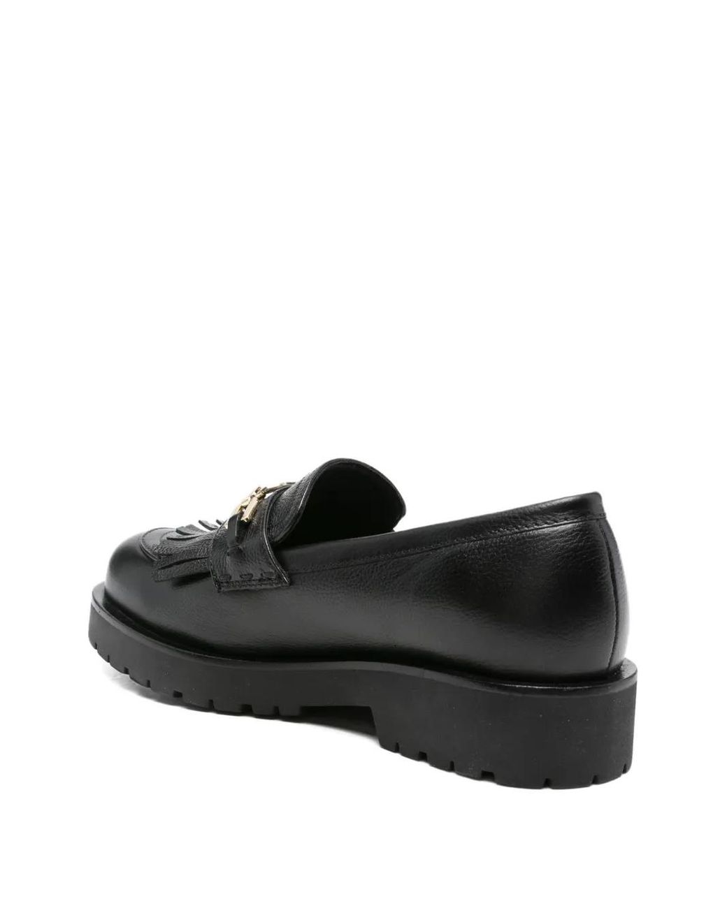 Twinset Black Logo-Chain Tassel Loafers
