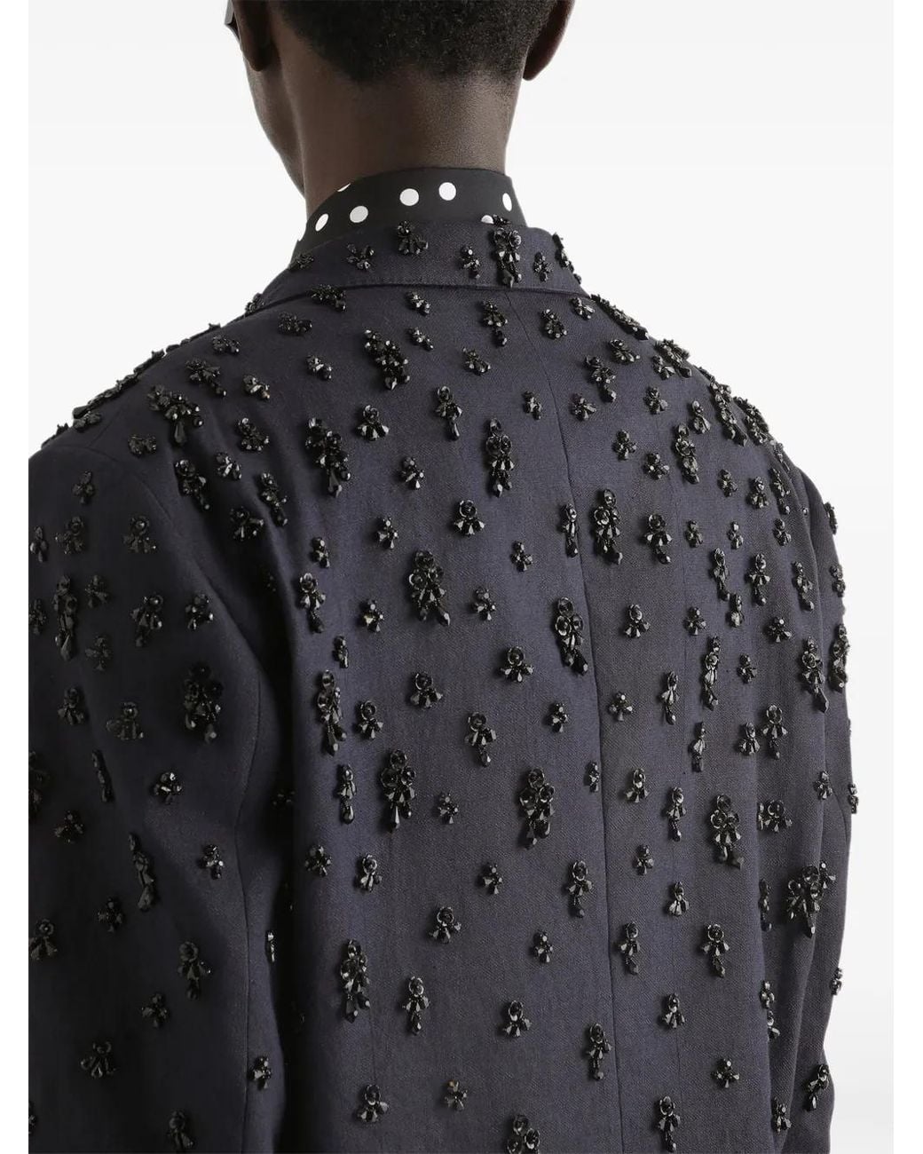 Dolce & Gabbana Blue Single-Breasted Embroidered Jacket for men