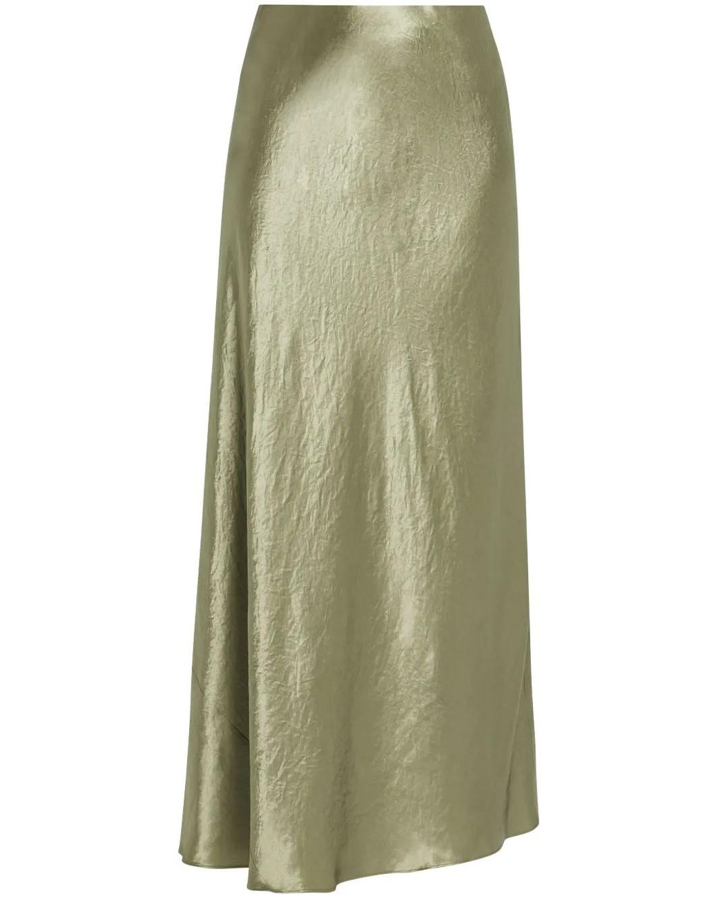Vince Green Crinkled-Finish Satin Maxi Skirt