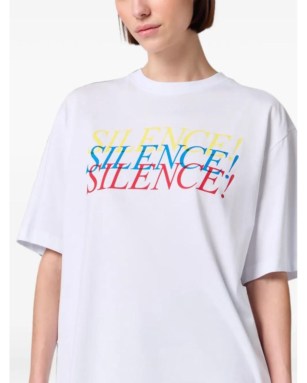 MSGM White Slogan-Print T-Shirt