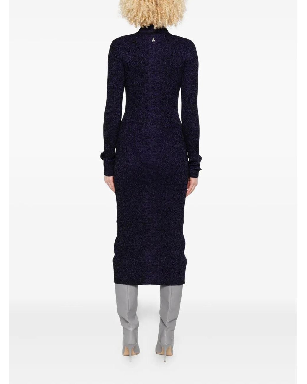 Patrizia Pepe Blue Polo-Neck Knitted Midi Dress