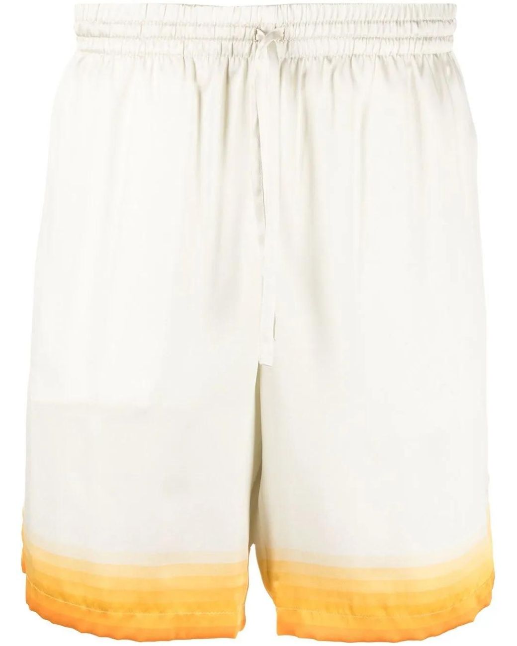 Casablanca White Graphic-Print Silk Shorts for men
