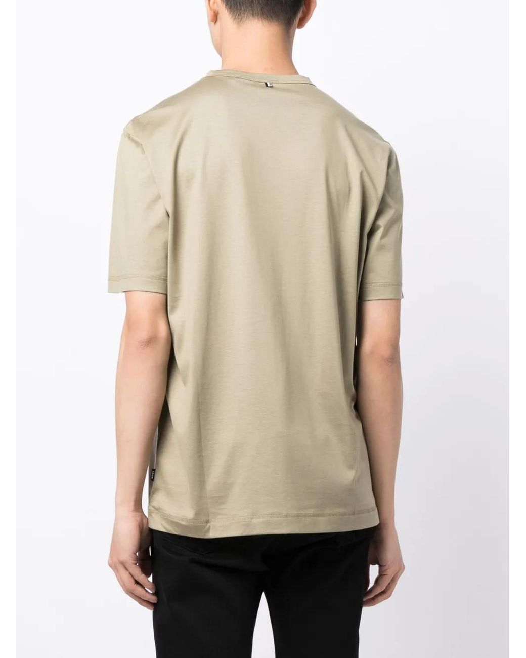 Boss Natural Logo-Tag Cotton-Lyocell Blend T-Shirt for men