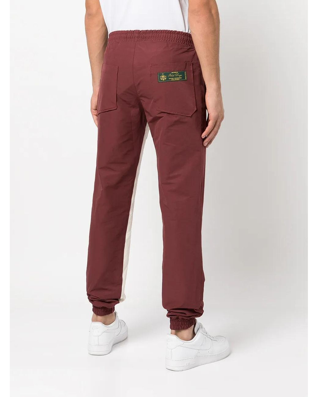 Rhude Red Logo-Patch Stripe-Detail Trackpants for men