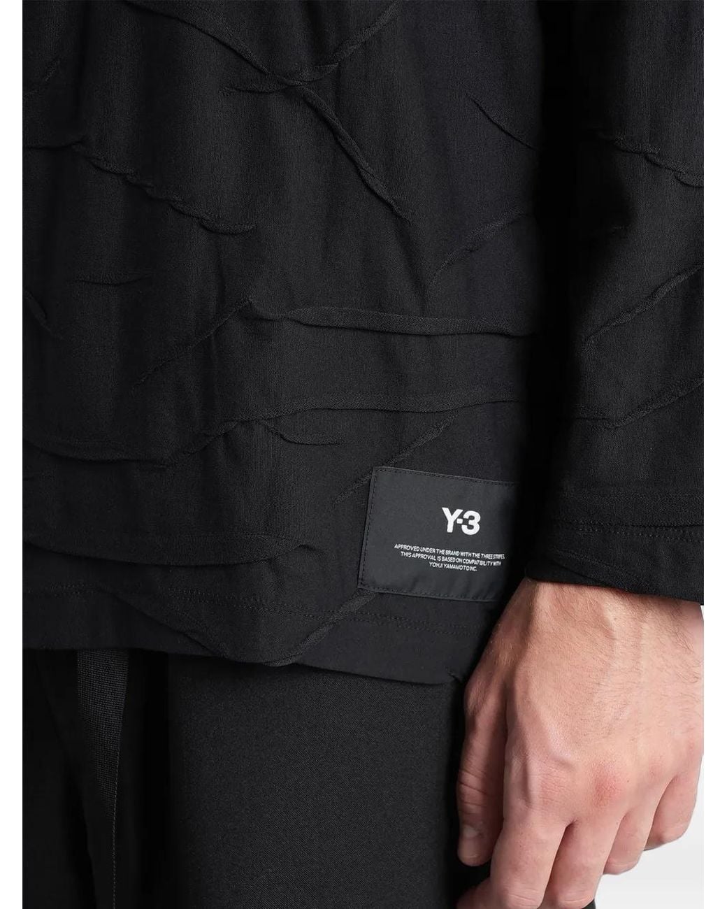 Y-3 Black Distressed-Effect Raglan-Sleeve Sweater for men