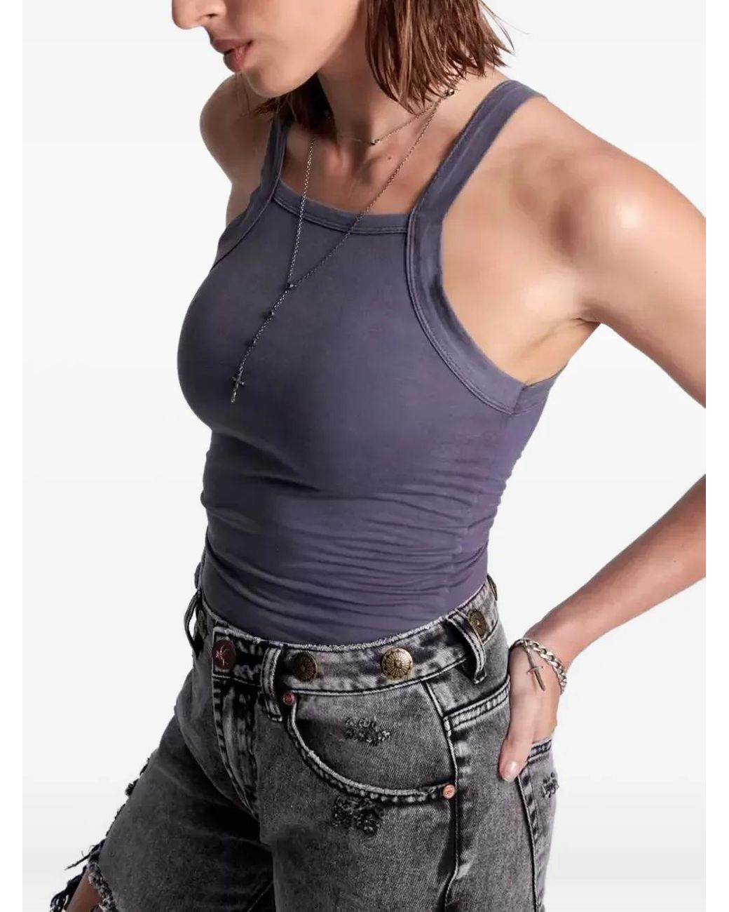 Top Bamboo Con Logo One Teaspoon de color Purple