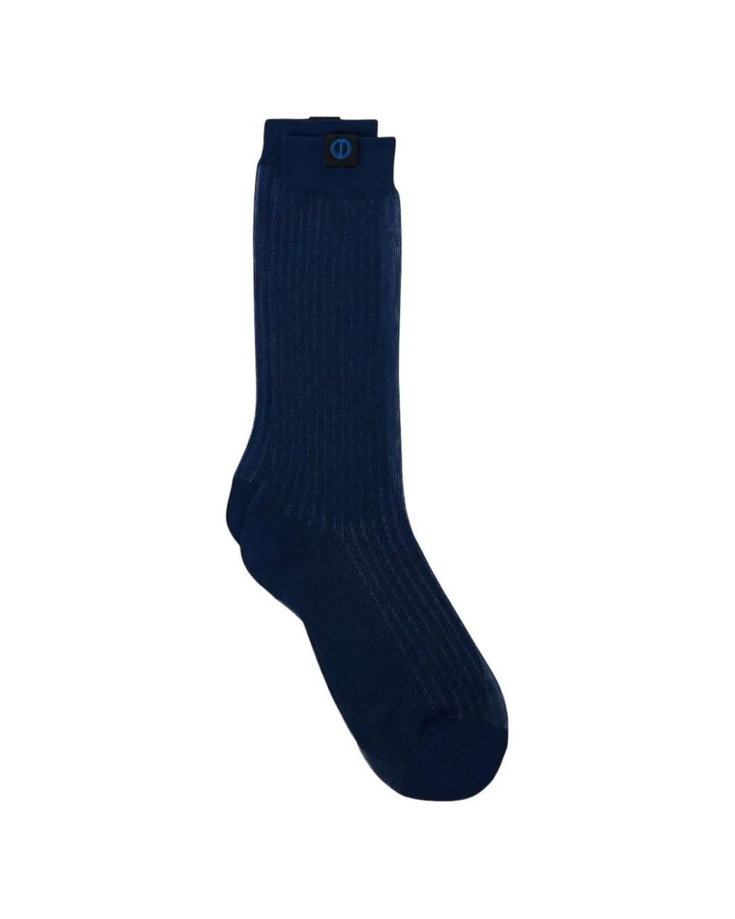 Iceberg Blue Ribbed-Knit Logo-Patch Socks
