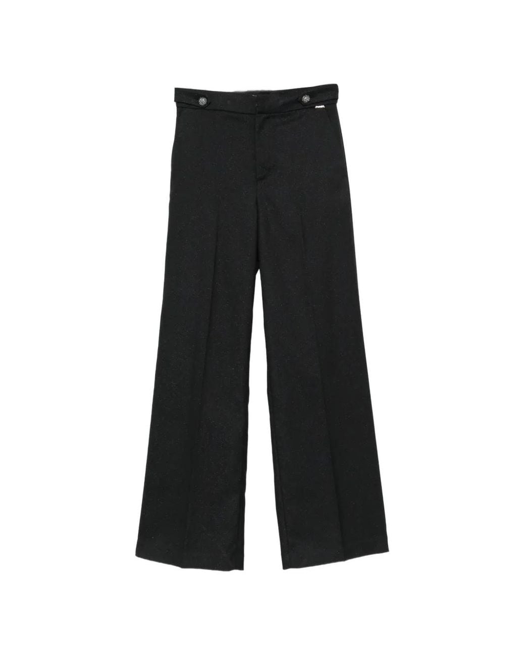 Twinset Black Button-Detail Wide-Leg Trousers