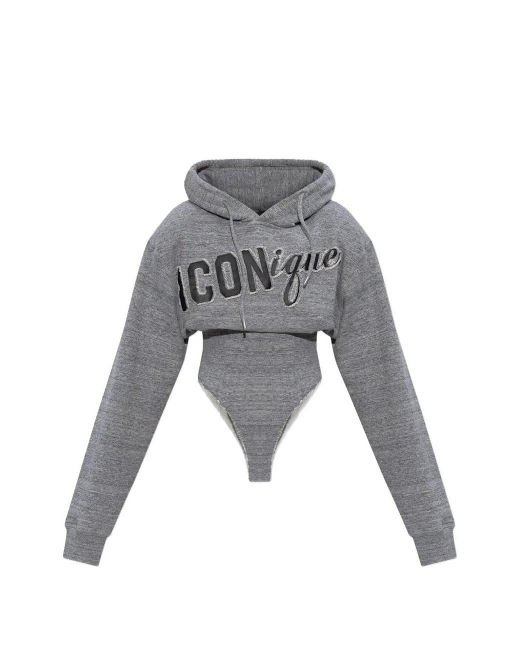 DSquared² Gray Logo-Patch Hoodie Body