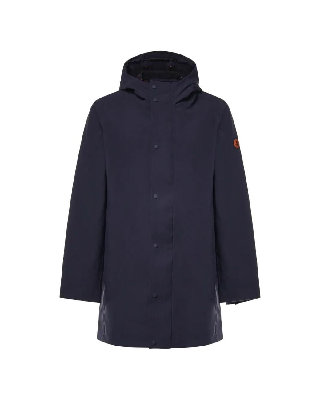 Save The Duck Blue Morgan Hooded Press-Stud Coat for men