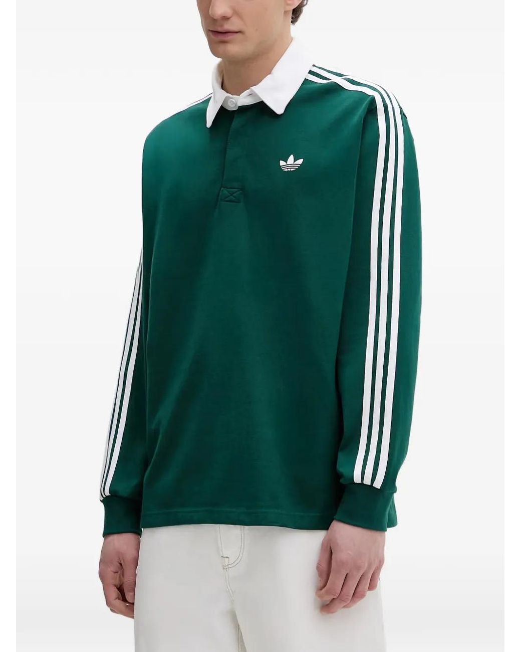 Adidas Green Side-Stripe Polo Shirt for men
